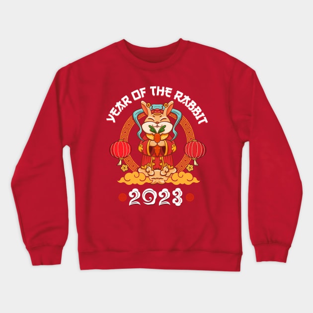 Yin Yan Dabbing Rabbit Chinese New Year 2023 Men Women Kid Crewneck Sweatshirt by Gendon Design